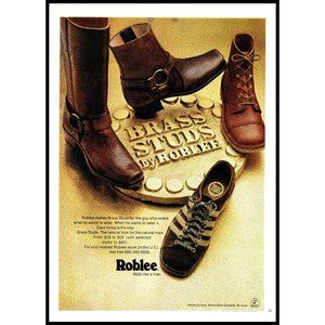 1971 Roblee Brass Studs Shoes Boots Vintage Print Ad Walk Like A Man Wall Art
